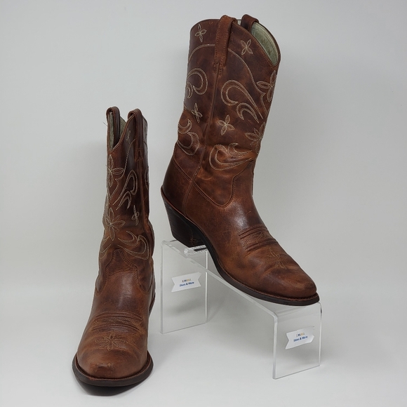 Ariat Brown Leather Cowgirl Western Boots Pull On Pointed 13625 Womens Size 7.5B - Picture 3 of 11